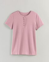 Short Sleeve Pointelle Henley Top thumbnail number 1
