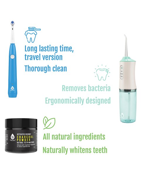 Pursonic Bundle: Complete Dental Care Power Pack - Electric Toothbrush, Water Flosser & Whitening Powder