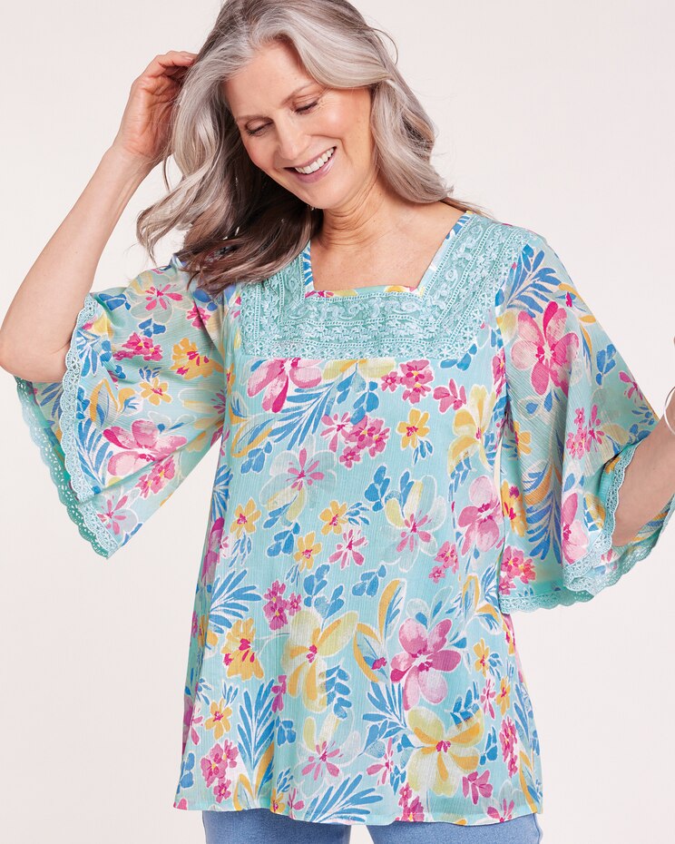 Elbow-Sleeve Gauze Tunic image number 1