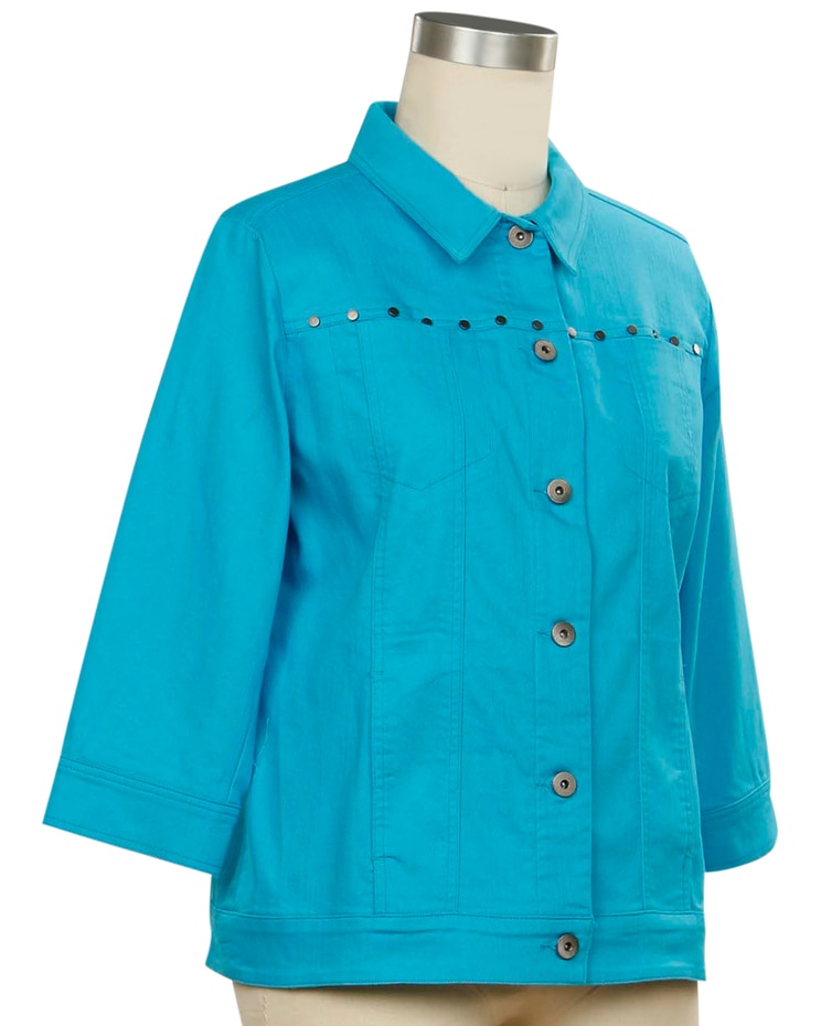 N Touch Isle Of Palms 3/4 Sleeve Color Denim Jacket image number 1