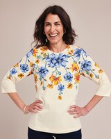 Floral Border Knit Top thumbnail number 1