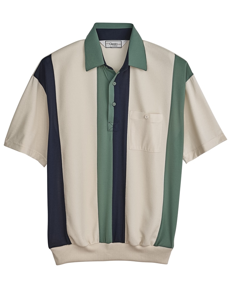 Palmland® Vertical-Stripe Banded-Bottom Polo image number 1