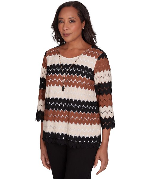 Alfred Dunner® Rue Rivoli Lace Textured Top With Detachable Necklace