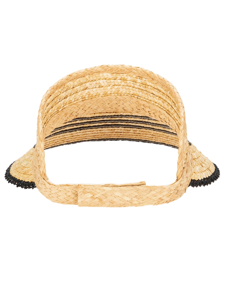 Weekend Getaway- Womens Textured Wheat Straw Visor Hat image number 3