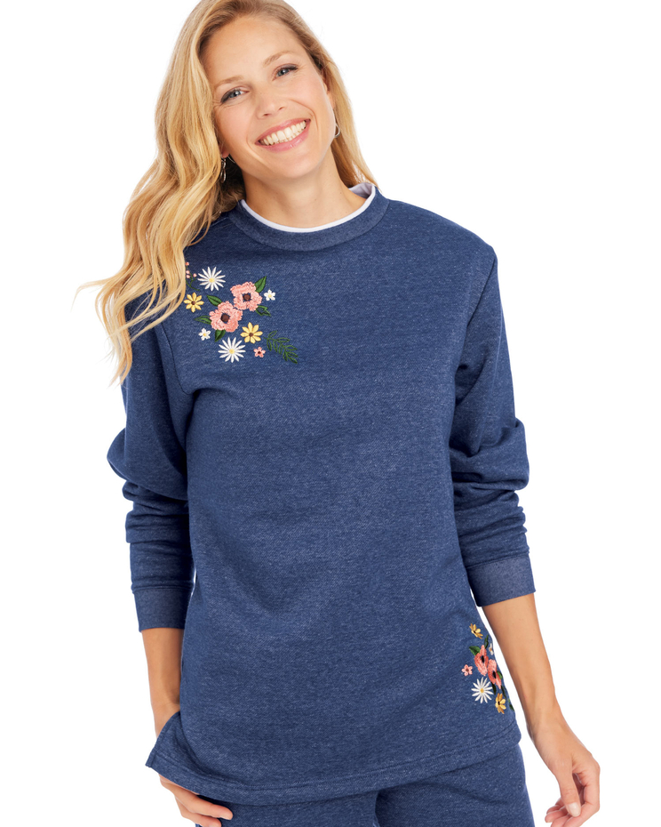 Better-Than-Basic Embroidered Tunic Sweatshirt image number 2