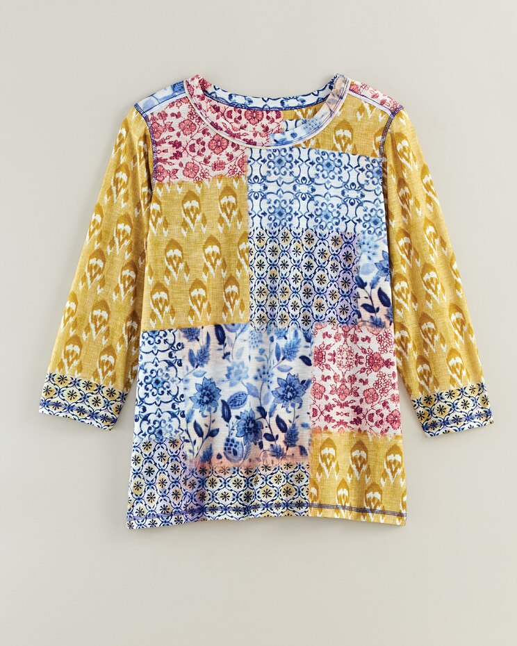Alfred Dunner® Scottsdale Batik Patchwork Top image number 1