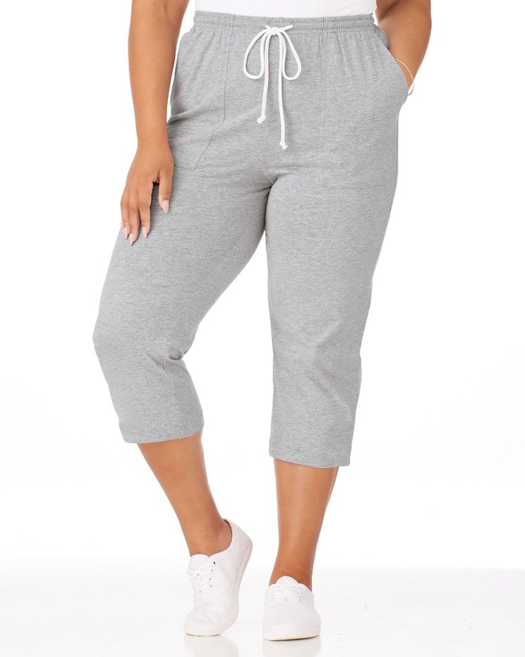 Pull-On Knit Drawstring Sport Capris image number 1