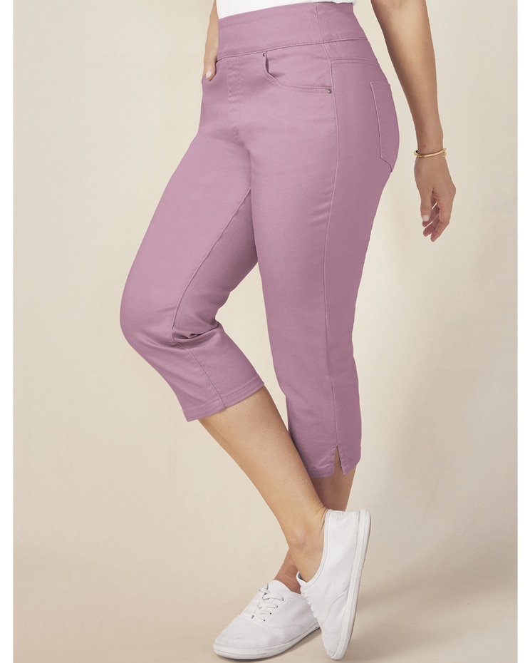 DenimEase Flat-Waist Capris image number 1