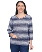 Alfred Dunner® Autumn Weekend Space Dye Biadere Ruched Side Top thumbnail number 1
