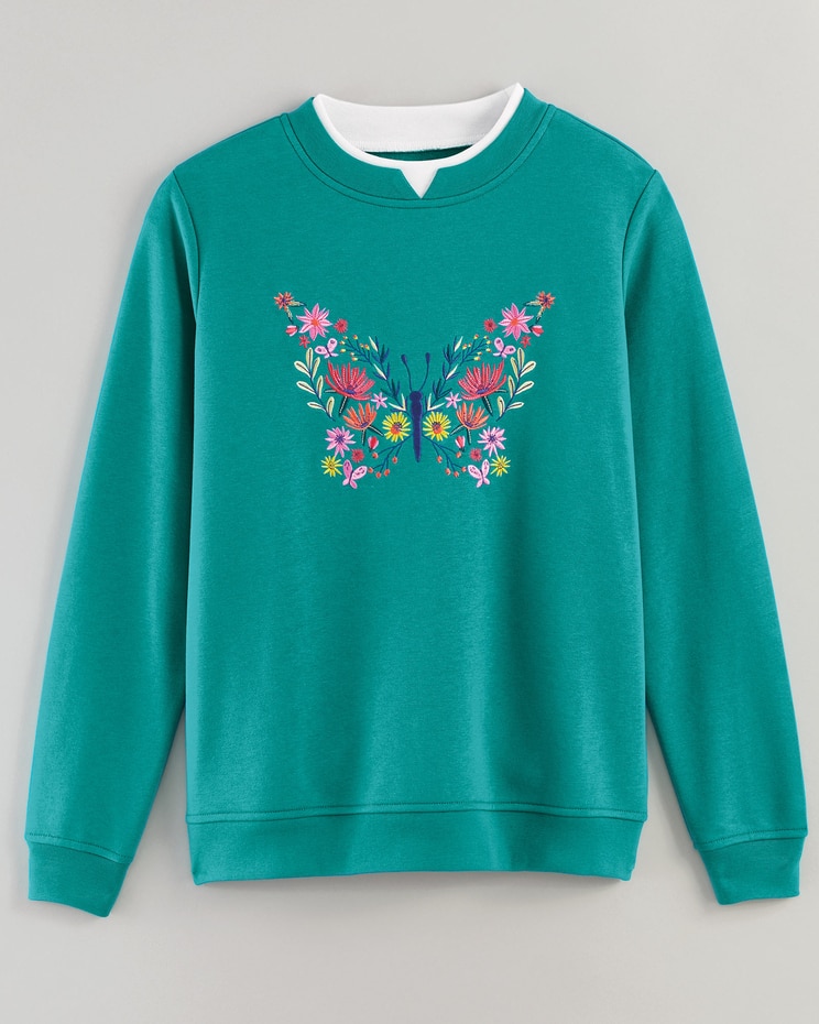 Haband Women’s Embroidered Fleece Sweatshirt image number 5