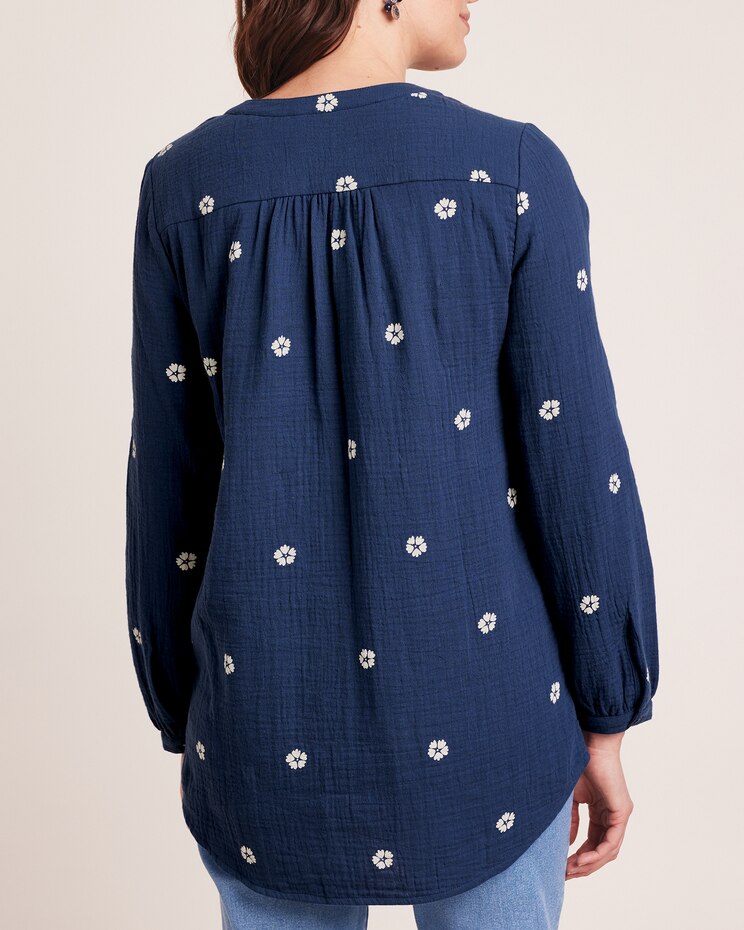 Print Gauze Henley image number 2