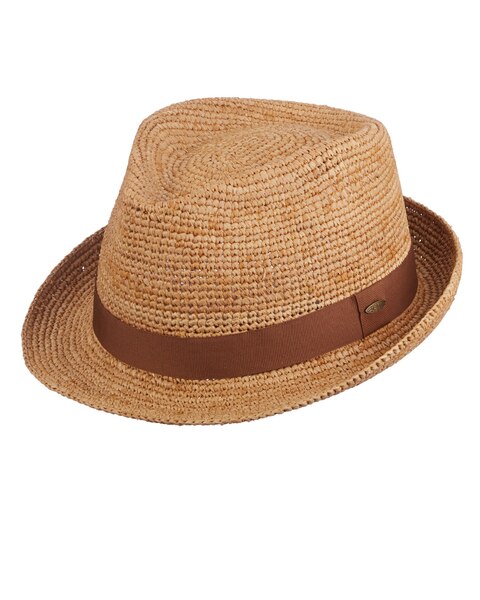 Scala Coba Hand Crocheted Raffia Fedora