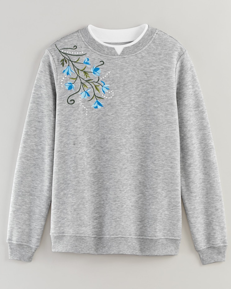 Haband Women’s Embroidered Fleece Sweatshirt image number 3