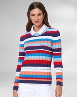 Bayside Cotton Cable Multi-Stripe Sweater thumbnail number 1