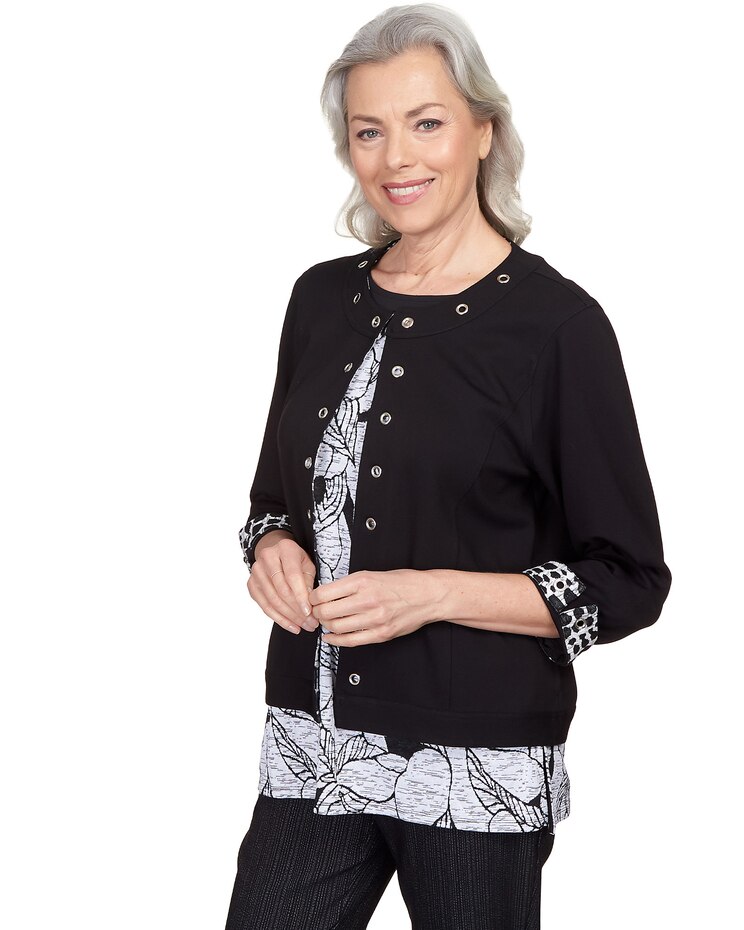 Alfred Dunner® World Traveler Ponte Jacket With Animal Trim image number 3