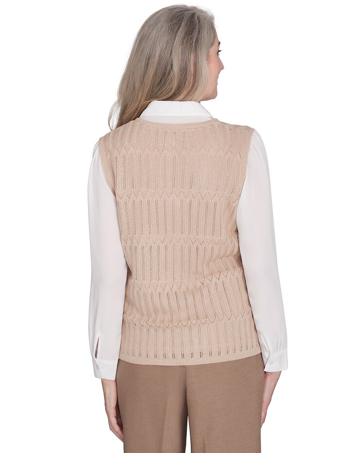 Alfred Dunner® Emerald Isle Two In One Textured Vest with A Detachable Necklace image number 2