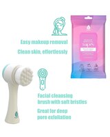 Pursonic Radiant Beauty Bundle: Dual-Sided Facial Cleansing Brush & Makeup Removal Wipes (12 Pack) thumbnail number 2