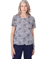 Alfred Dunner® All American Lined Space Dye Stars Tee with Side Tie thumbnail number 1