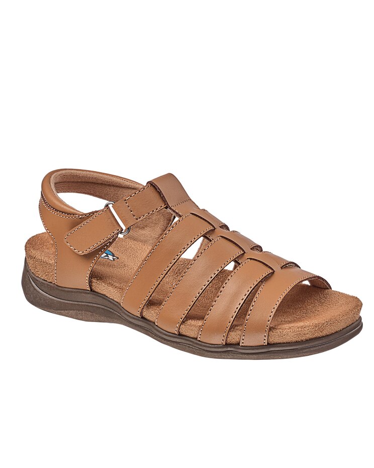 Haband Women’s Dr. Max™ Leather T-Strap Sandals image number 1