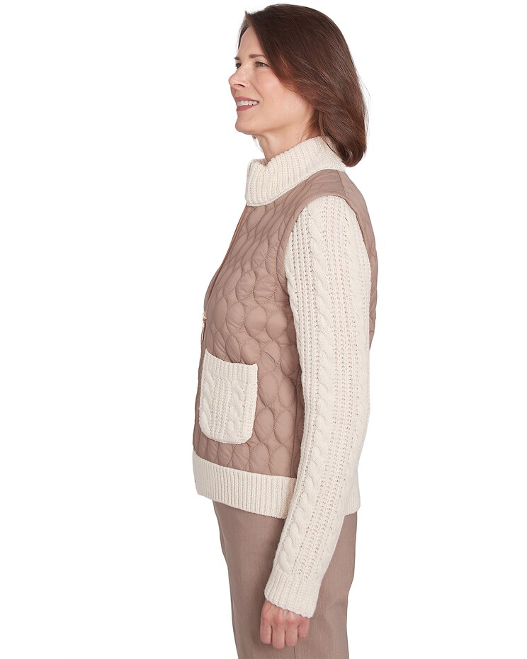 Alfred Dunner® Telluride Sweater Trim Quilted Jacket image number 4