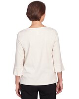 Alfred Dunner® Neutral Territory Diamond Patterned Split Neck Top thumbnail number 2