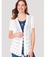 Short-Sleeve Tie-Waist Cardigan Sweater thumbnail number 1