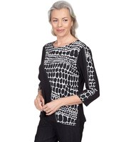 Alfred Dunner® World Traveler Spliced Animal Print 3/4 Sleeve Top thumbnail number 3