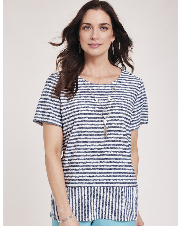 Alfred Dunner® Stripe Top with Necklace image number 1