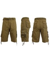 Men's Belted Cargo Shorts With Twill Flat Front Washed Utility Pockets thumbnail number 1