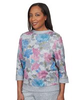 Alfred Dunner® Comfort Zone Shadow Floral Bordered Top thumbnail number 3