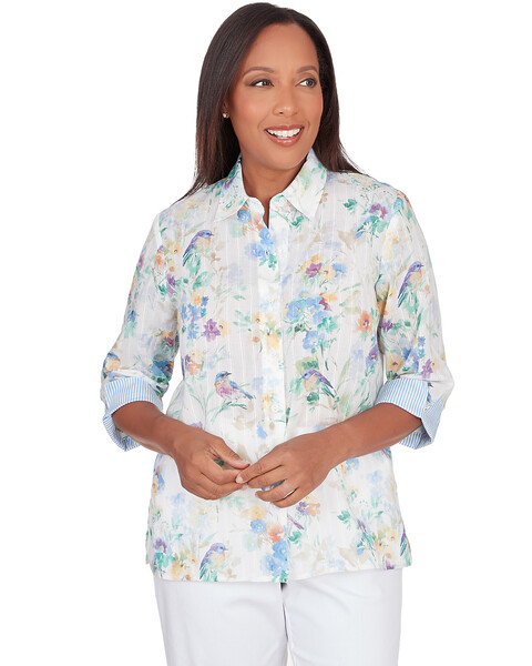 Alfred Dunner® Painted Birds Button Down Top