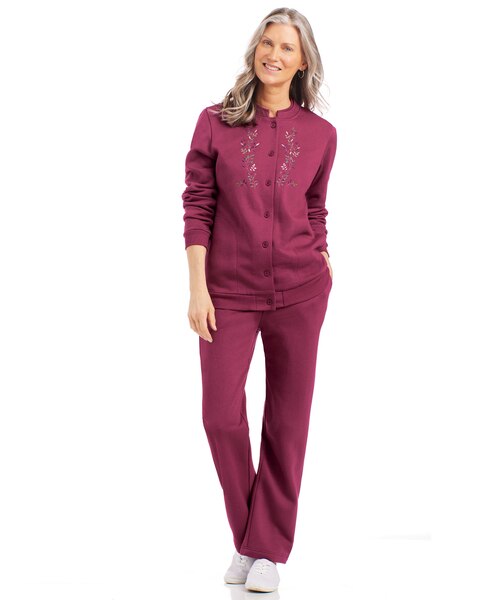 Embroidered Button Front Fleece Set
