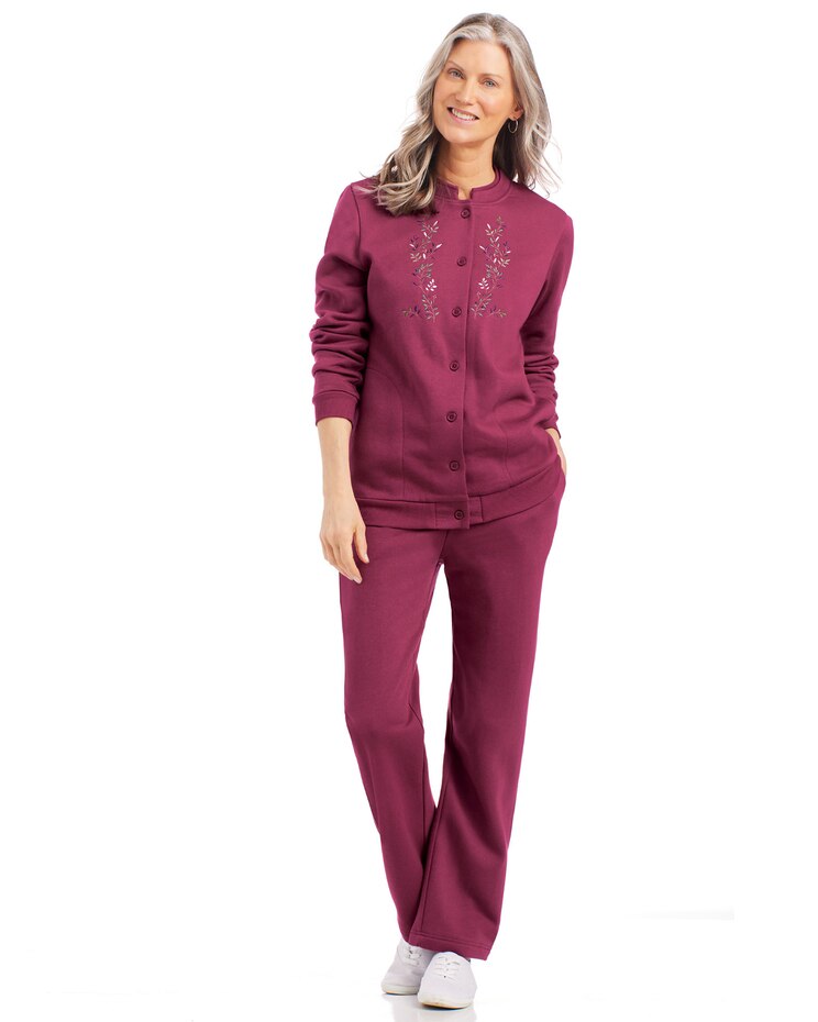 Embroidered Button Front Fleece Set image number 1