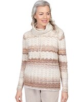 Alfred Dunner® St.Moritz Pointelle Stripe Cowl Neck Sweatshirt thumbnail number 1