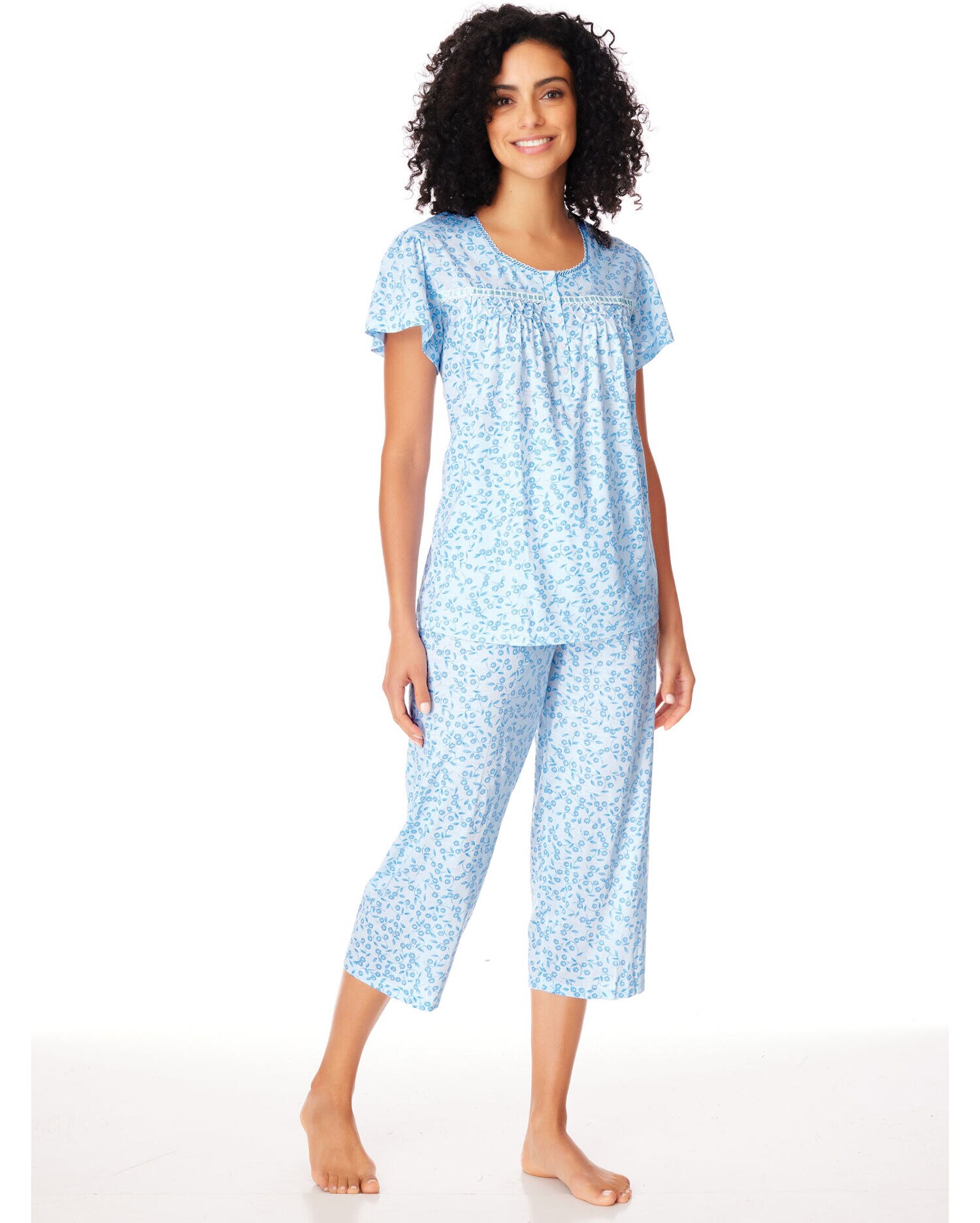 Floral Print Capris Pajama Set