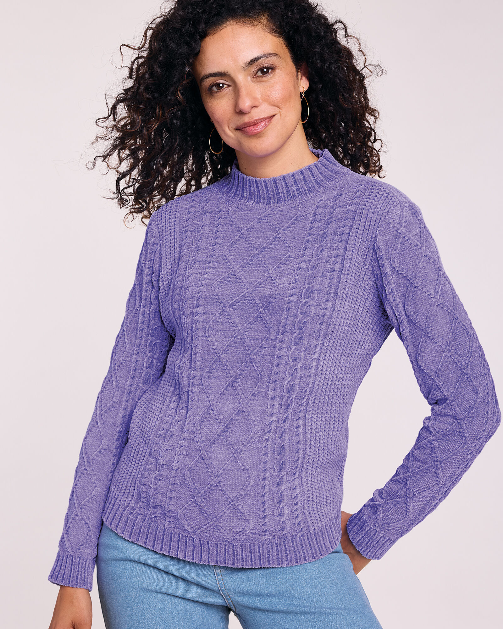 Chenille mock neck sweater discount