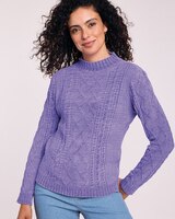 Chenille Mock Neck Cable Sweater thumbnail number 2