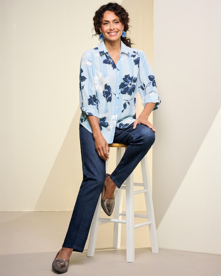 CL Stripe Floral Shirt by Alfred Dunner image number 3