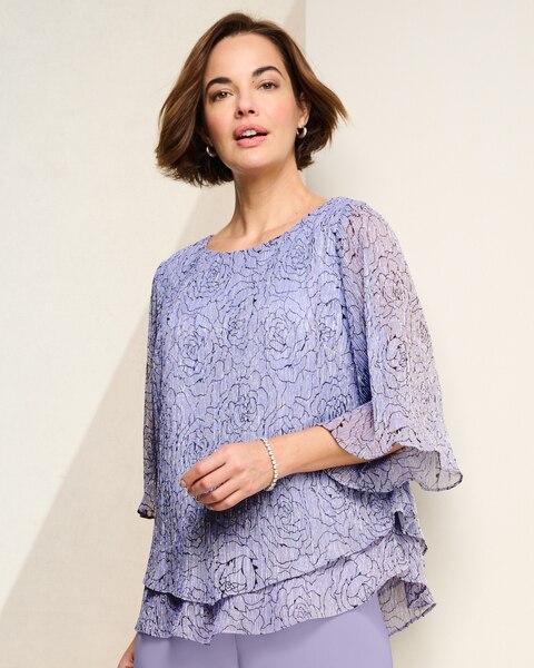 Alex Evenings Printed Tunic With Pointed Double Tiers