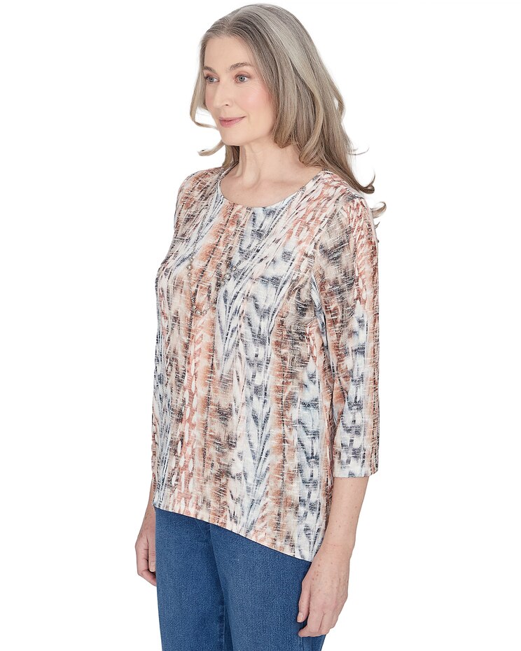 Alfred Dunner® Classics Vertical Animal Print Top With Necklace image number 3