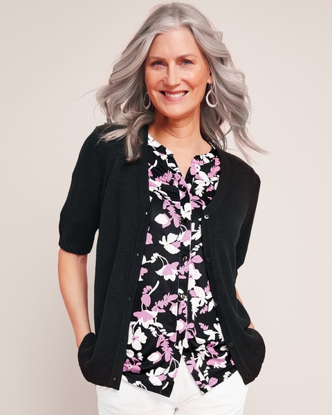 Elbow Sleeve Cardigan Sweater