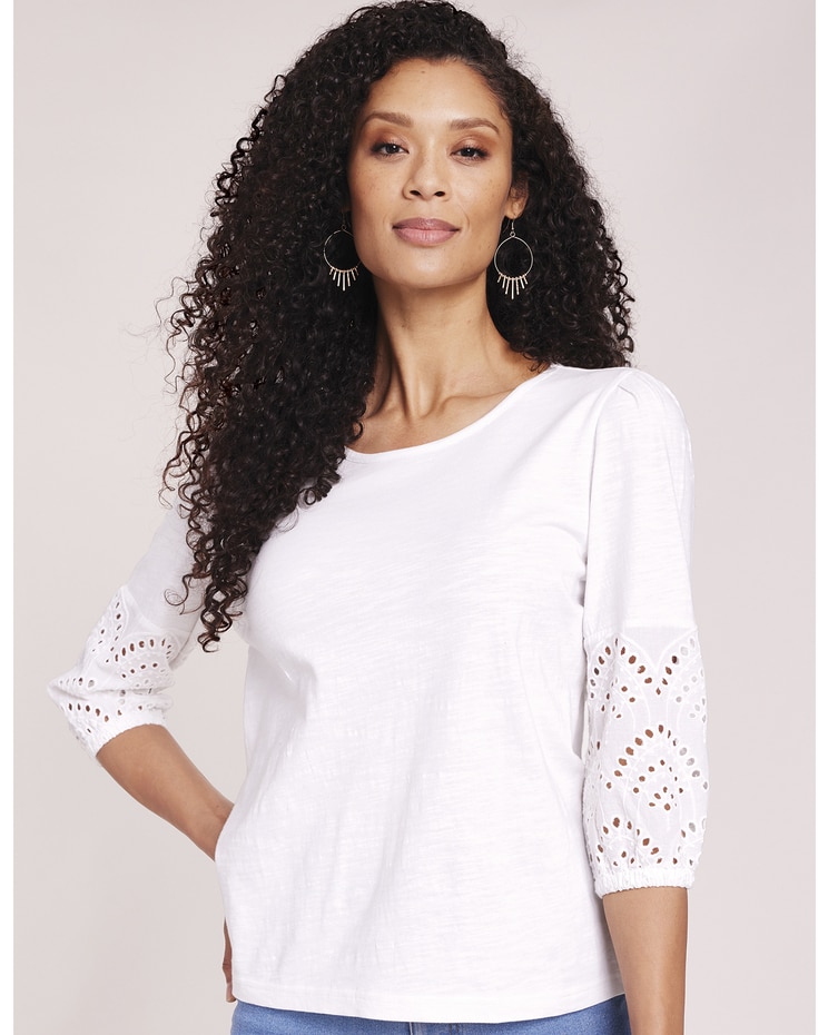 Eyelet Textured Slub Knit Top image number 2