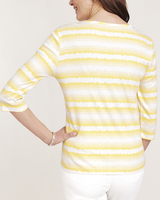 Essential Knit Three-Quarter Sleeve Watercolor Stripe Tee thumbnail number 2