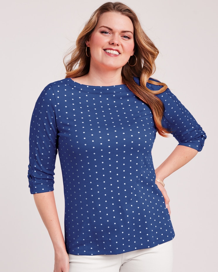 Three-Quarter Sleeve Criss-Cross Sailor Top image number 1