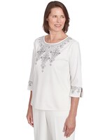 Alfred Dunner® Copenhagen Medallion Collar Embroidery Top thumbnail number 3