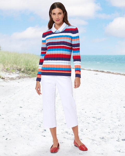 Bayside Cotton Cable Multi-Stripe Sweater