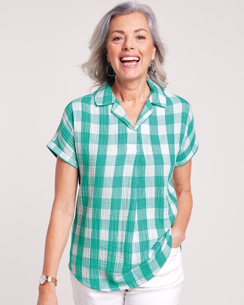Plaid Gauze Dolman Shirt