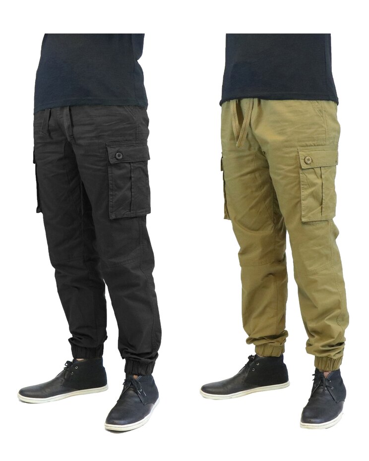 Galaxy by Harvic Slim Fit Stretch Cotton Twill Cargo Jogger Pants-2 Pack image number 1