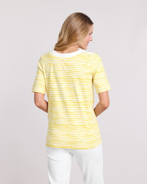 Essential Knit Boatneck Button Trim Top