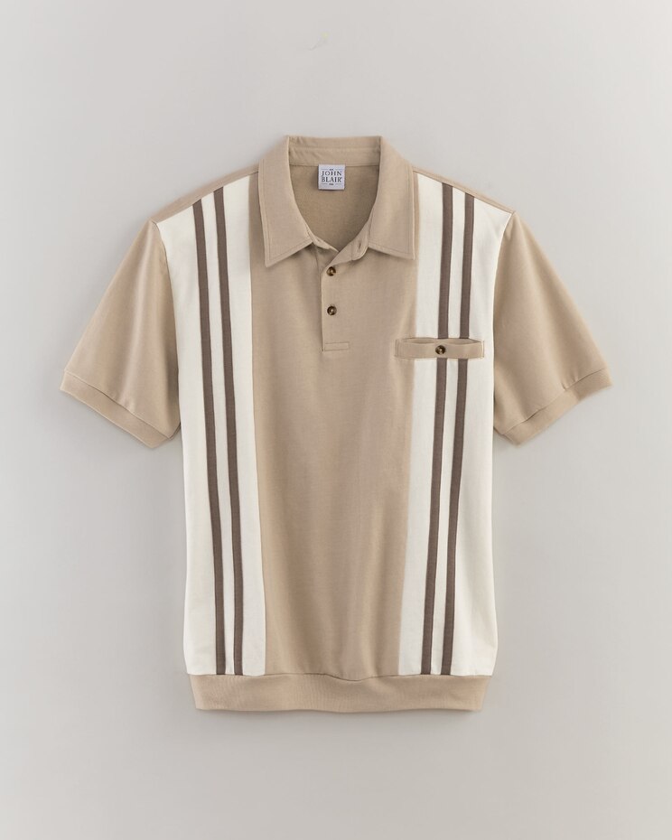 John Blair® Colorblock Banded Bottom Polo image number 1